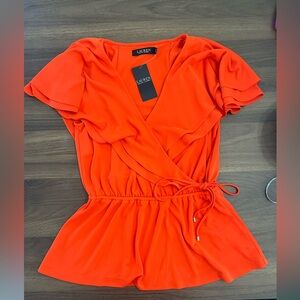 NWT RALPH LAUREN Women's Orange Wrap Top